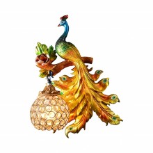 Multicolor hand-painted peacock wall lamp with crystal ball wall lamp