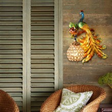 Multicolor hand-painted peacock wall lamp with crystal ball wall lamp